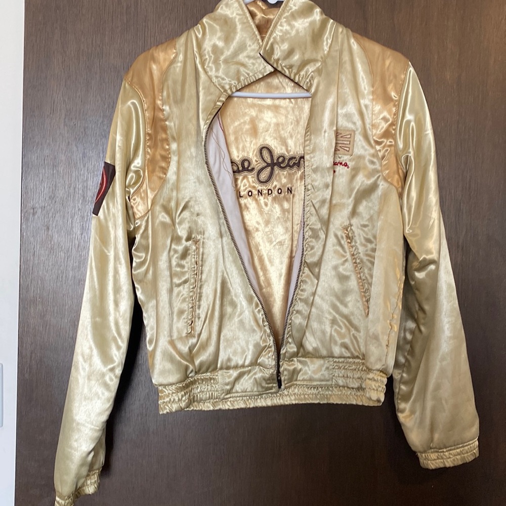 Vintage Gold Pepe Jeans London Bomber Jacket
